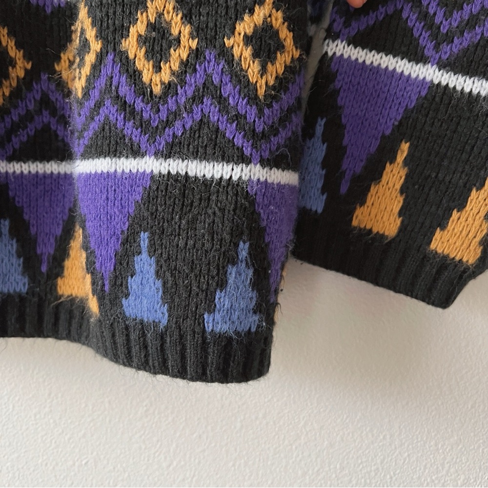 Vintage 90’s black‎ geometric acrylic sweater size M - Picture 5 of 7